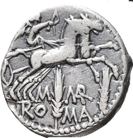 Romerska republiken M Marcius Mnf 134 BC Denarius