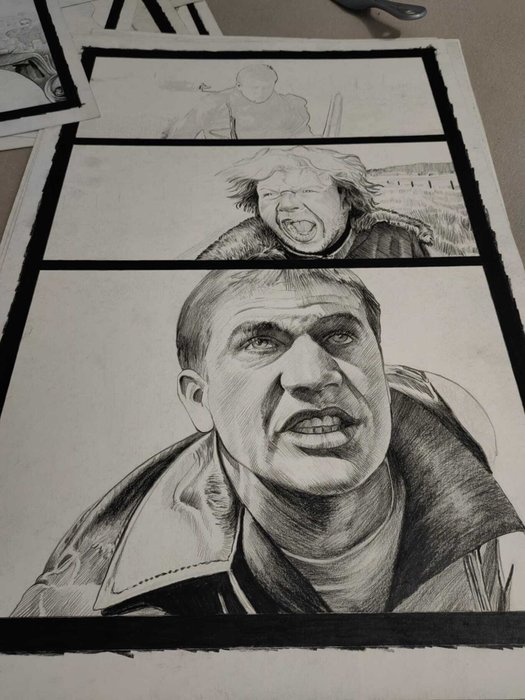 Mad Max - Lot of 6 drawings - Fan Art "Mad Max" - Mel Gibson - pencil + aquarelle (42 x 58 cm each)