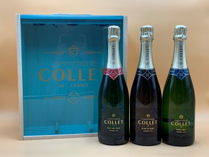 Collet, Brut Art Déco - Blanc De Noirs - Extra Brut - Champagne 1er Cru - 3 Flasker (0,75 L)