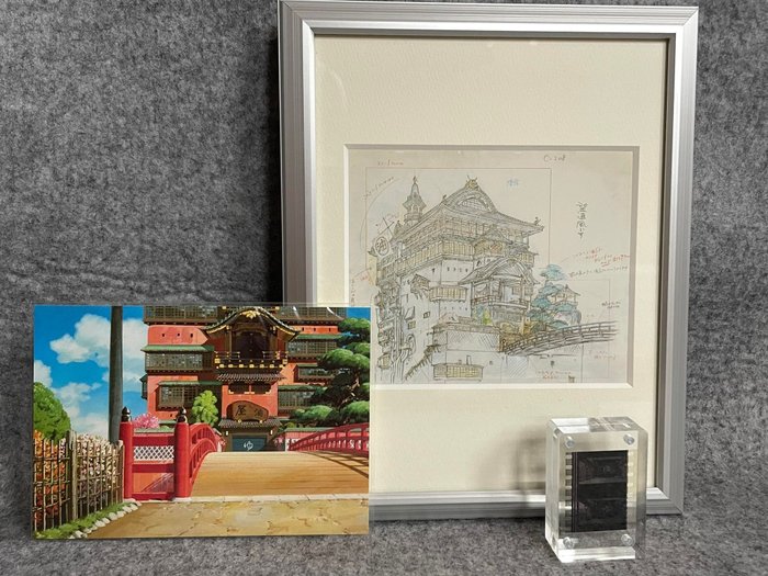 Hayao Miyazaki - 3 "Spirited Away" 千と千尋の神隠し Indrammede print af layouts - Studio Ghibli - 2008