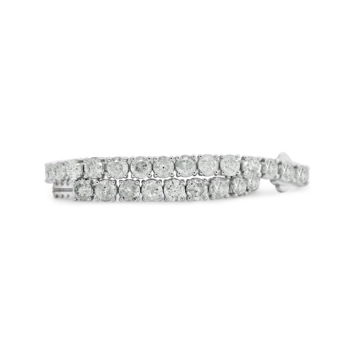 Ingen mindstepris - Tennisarmbånd - 14 karat Hvidguld -  13.56ct. tw. Diamant (Natur) - F-J FARVE