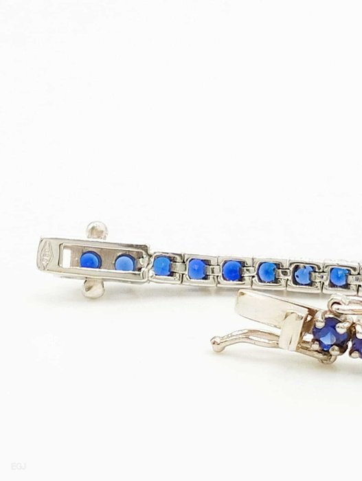 Armbånd - 18 kraat Hvidguld -  3.13ct. tw. Safir - Diamant