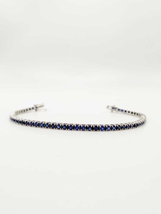 Armbånd - 18 kraat Hvidguld -  3.13ct. tw. Safir - Diamant