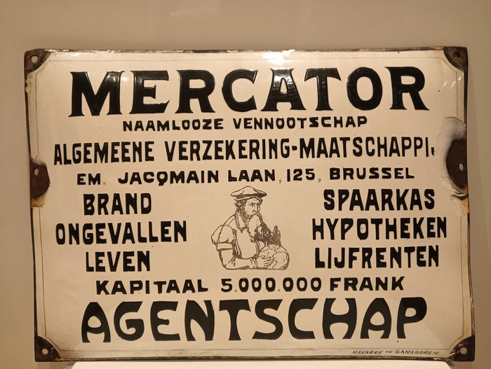 Mercator verzekeringsmaatschappij - Emaljeskilt - Emalje