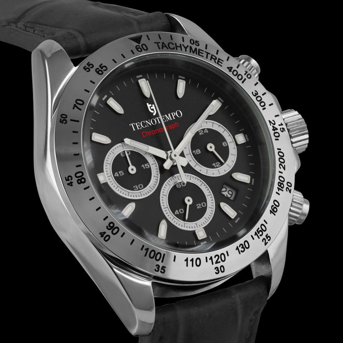 Tecnotempo - Chronograph 10ATM WR - Limited Edition - - TT.100CR.PG (Gun dial/Leather strap) - Mænd - 2011-nu