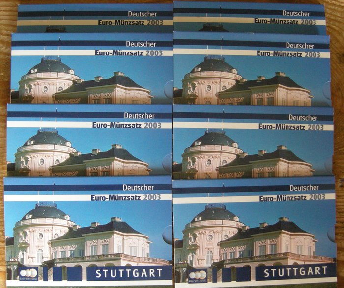 Tyskland Year Set (FDC) 2003 F "Stuttgart" inclusief penning (8 sets)  (Ingen mindstepris)