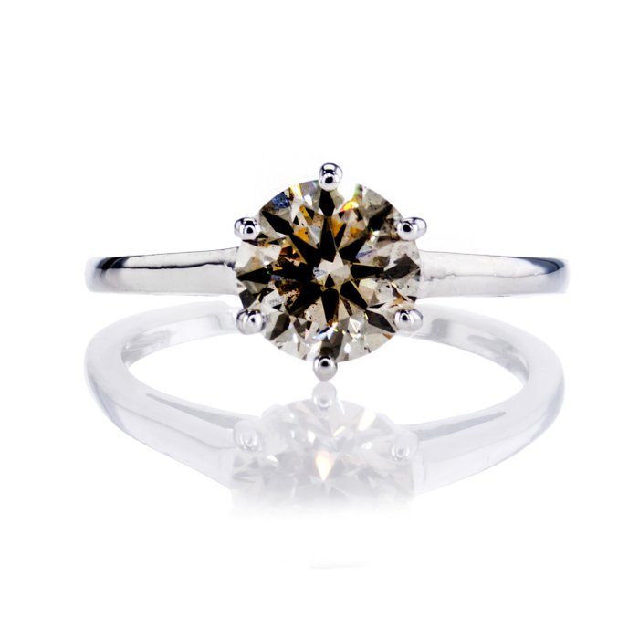 Ingen mindstepris - Forlovelsesring - 14 karat Hvidguld -  1.57ct. tw. Diamant (Naturfarvet)