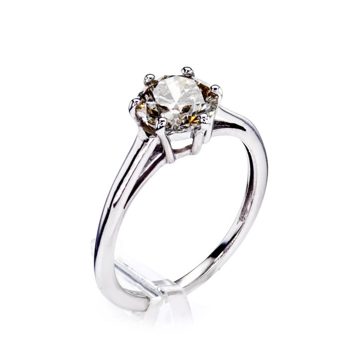 Ingen mindstepris - Forlovelsesring - 14 karat Hvidguld -  1.57ct. tw. Diamant (Naturfarvet)