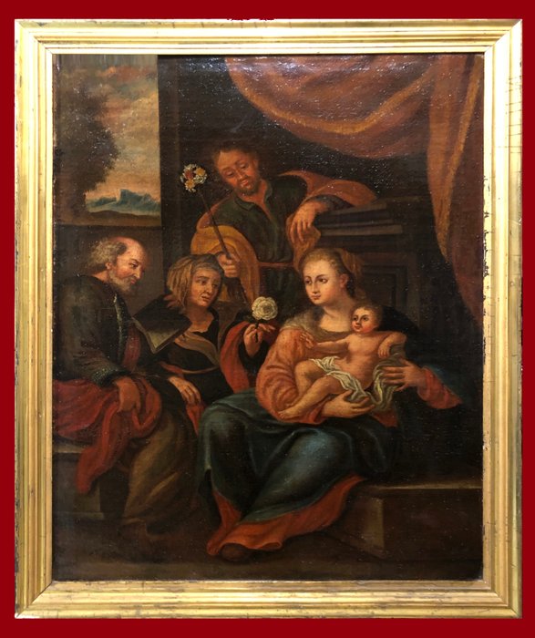 École du Nord de l'Italie (XVII) - La Sainte Famille avec Sainte Isabelle et Saint Zacarie