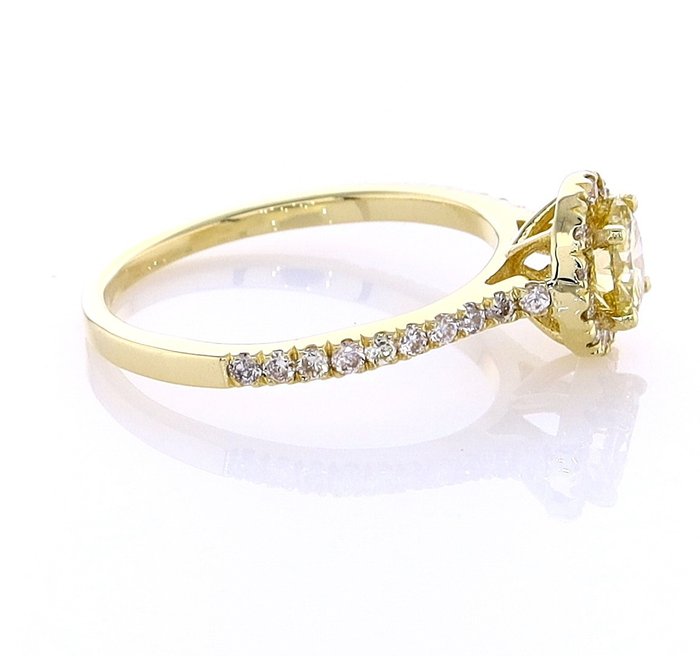 Ring - 14 karat Gulguld -  0.84ct. tw. Diamant (Naturfarvet) - Diamant