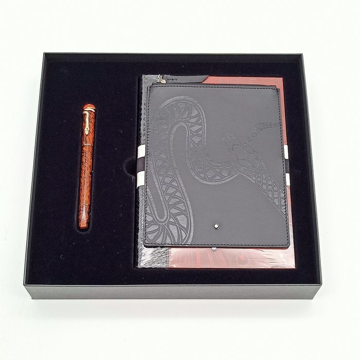 Montblanc - Montblanc Heritage Collection Rouge et Noir Serpent marble set gift of writing - Fyldepen