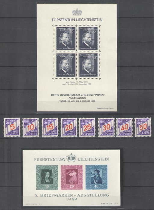 Liechtenstein 1928/1949 - Udvælgelse - Michel Blok 3 + 5, Port 13/20