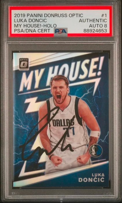 2019 - Panini - Donruss Optic - Luka Doncic - #1 My House! Holo - Hand Signed - 1 Graded card - PSA/DNA Authentic Auto 8