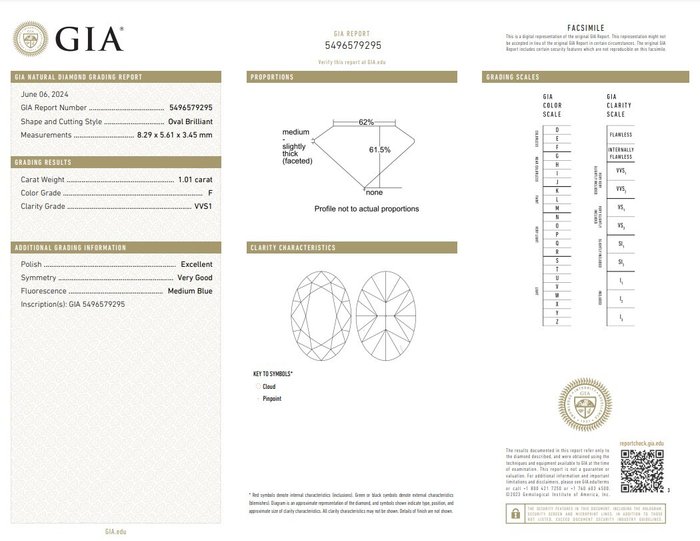 1 pcs Diamant  (Natur)  - 101 ct - Oval - F - VVS1 - Gemological Institute of America (GIA)