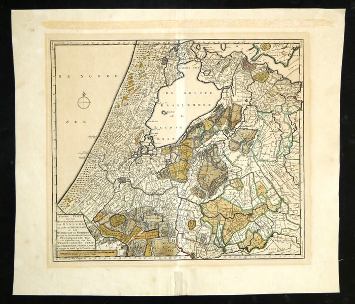 Holland - Sydholland; Isaak Tirion (1705 - 1765) - "Nieuwe Kaart van het Hoogheemraadschap van Rynland" - 1745