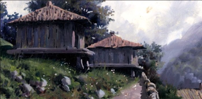 F. Robert (1927) - Hórreos en la aldea