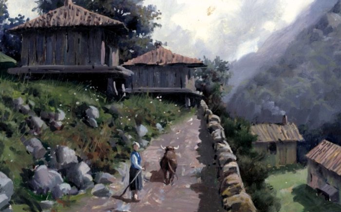 F. Robert (1927) - Hórreos en la aldea