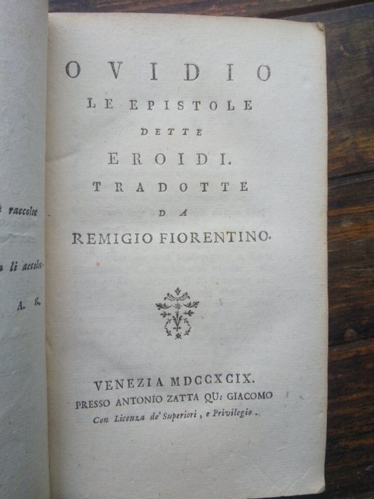 Publio Ovidio Nasond - Eroidi - Tristezze - 1799-1801