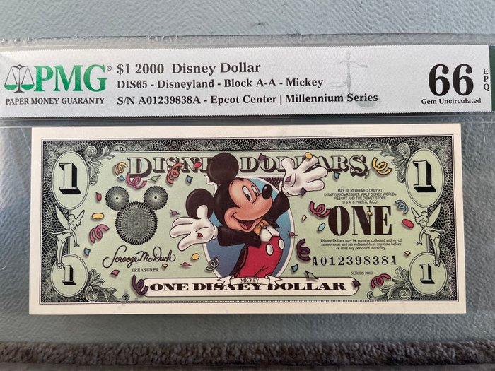 Amerikas Forenede Stater. - 1 Disney Dollar 2000 - Millennium series - Dis65  (Ingen mindstepris)