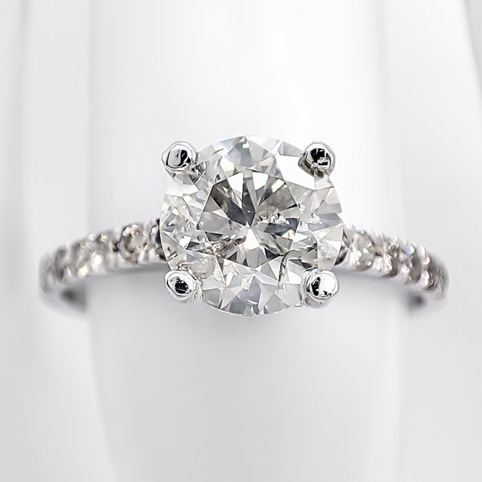 Ring - 14 karat Hvidguld -  1.53ct. tw. Grå Diamant (Naturfarvet) - Diamant