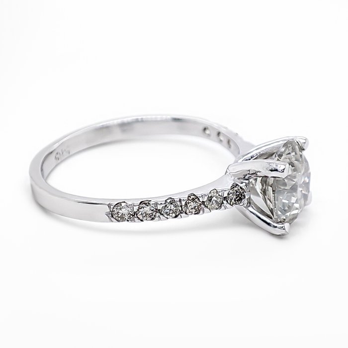 Ring - 14 karat Hvidguld -  1.53ct. tw. Grå Diamant (Naturfarvet) - Diamant