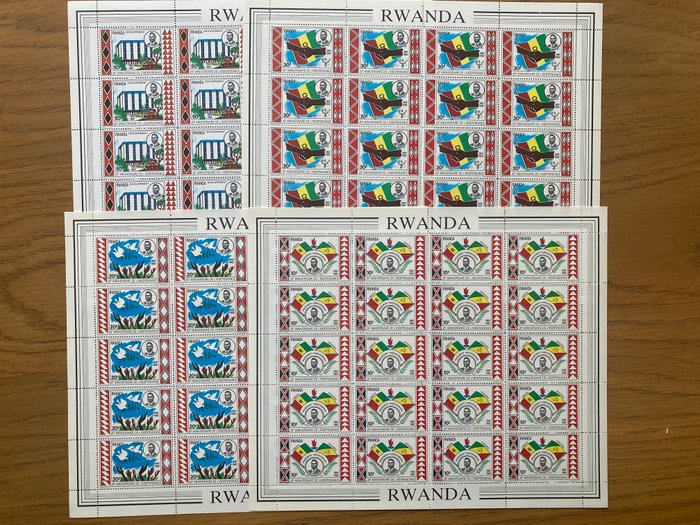 Rwanda 1976/1982 - 5 Komplet serie i hele ark af 20 - 25 - 30 - OBP/COB 730/736 - 798/800 - 877/880 - 969/976 - 1110/1113