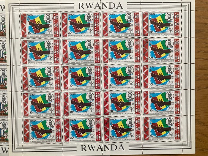 Rwanda 1976/1982 - 5 Komplet serie i hele ark af 20 - 25 - 30 - OBP/COB 730/736 - 798/800 - 877/880 - 969/976 - 1110/1113