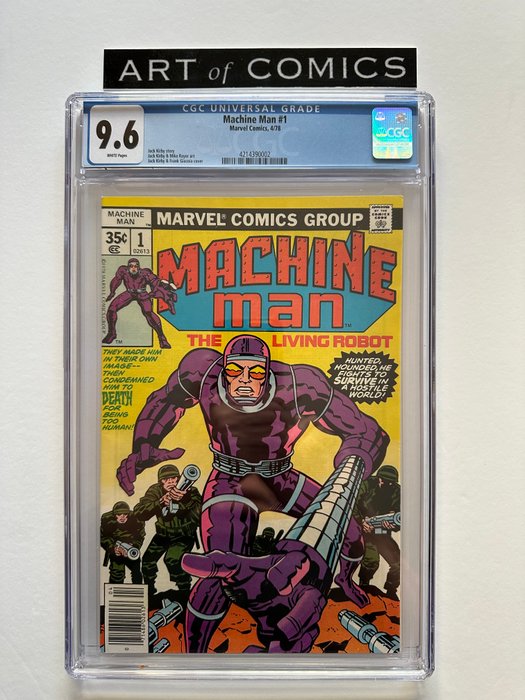 Machine Man #1 - CGC 9.6 Graded - Extremely High Grade! - White Pages! - 1 Graded comic - Første udgave - 1978