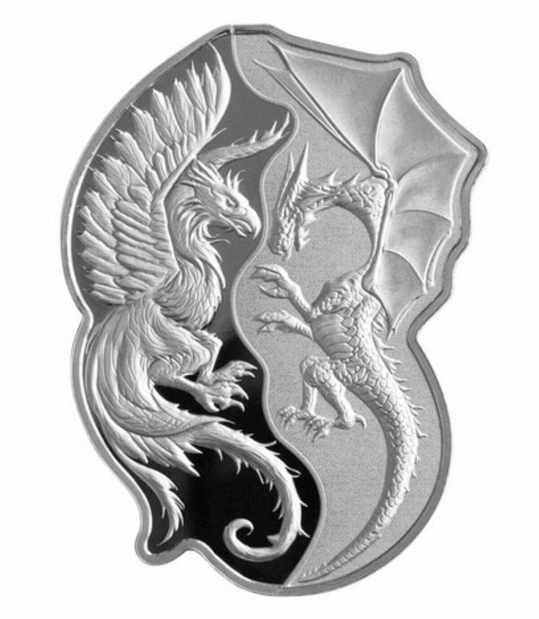 Salomonøerne. 2 Dollars 2023 Phoenix v Dragon, 2x1 Oz (.999)