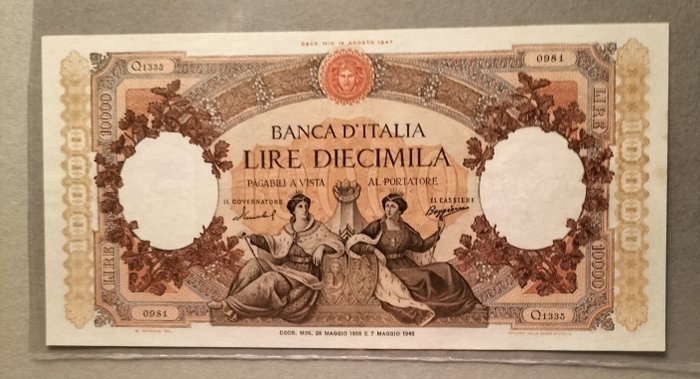 Italien - 10000 Lire 26/05/1958 - Gigante BI 73; Pick 89