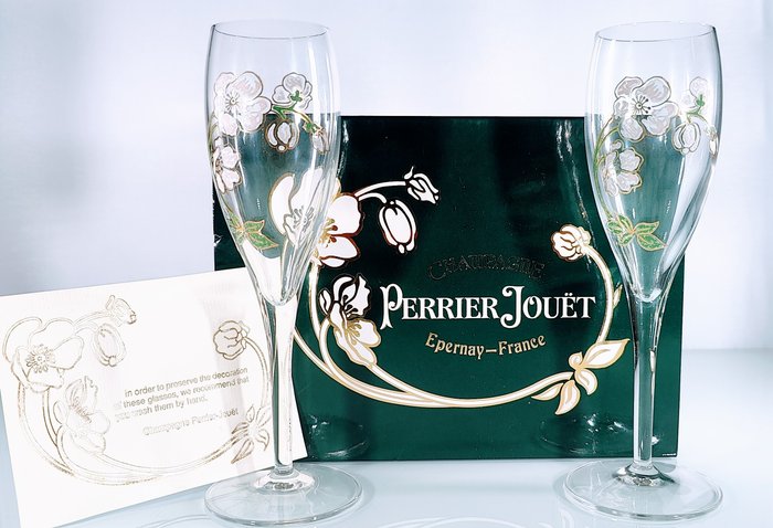 Perrier-Jouët - Emile Gallé - Champagneglas (2) - Original gaveemballage - Glas