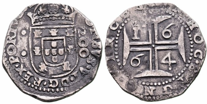 Portugal. D. Afonso VI (1656-1667). Meio Cruzado (200 Réis) 1664