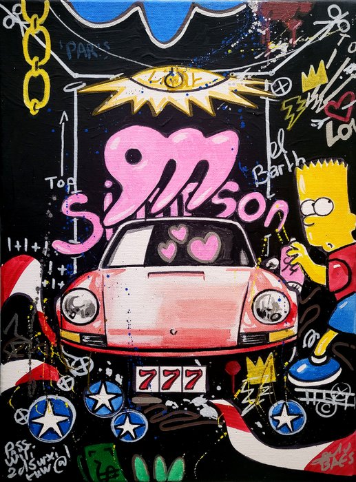 Baes Gerald - Original Acrylic painting - Porsche Pop Simpson