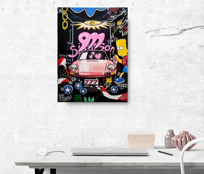 Baes Gerald - Original Acrylic painting - Porsche Pop Simpson