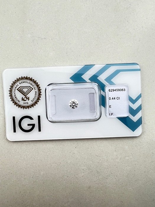 1 pcs Diamant  (Natur)  - 0.44 ct - Rund - E - IF - International Gemological Institute (IGI)