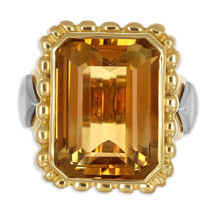 Ring - 18 kraat Gulguld, Hvidguld -  20.00ct. tw. Topas