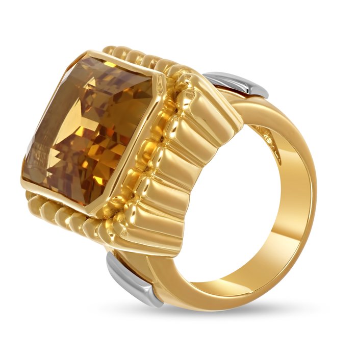 Ring - 18 kraat Gulguld, Hvidguld -  20.00ct. tw. Topas