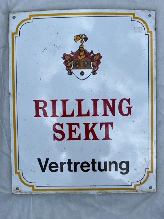 Emaille reclamebord - Rilling Sekt Vertretung - Emaljeskilt - Emalje