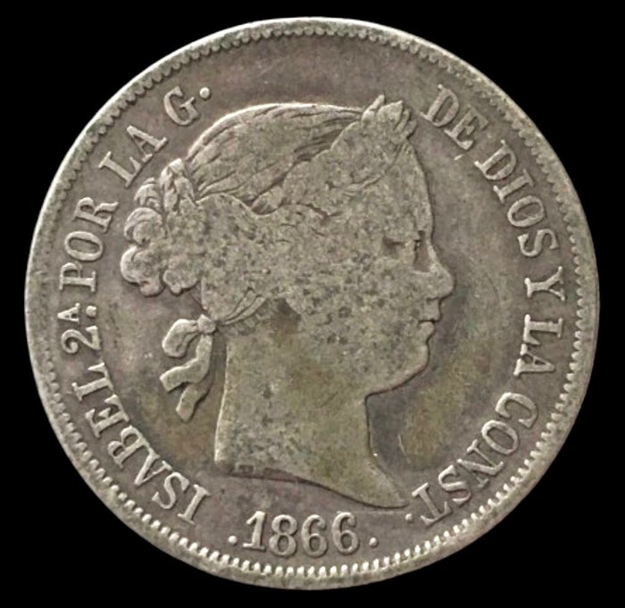 Spanien. Isabel II (1833-1868). 40 Céntimos escudo - 1866- Madrid - (R634)  (Ingen mindstepris)