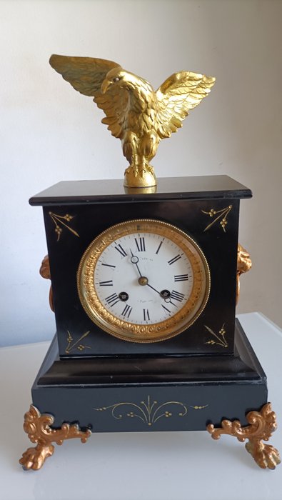 Kaminur Napoleon III-stil Marmor - 1900-1910 - Golden Golden Eagle ur