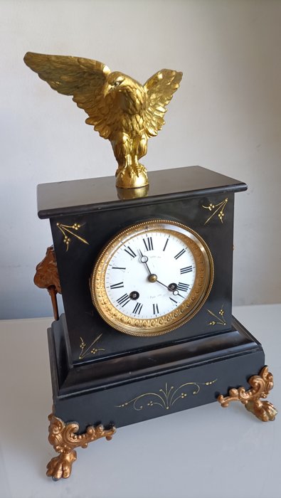 Kaminur Napoleon III-stil Marmor - 1900-1910 - Golden Golden Eagle ur