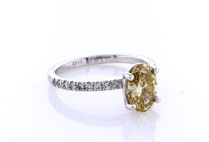 Ring - 14 karat Hvidguld -  098ct tw Diamant (Naturfarvet) - Diamant