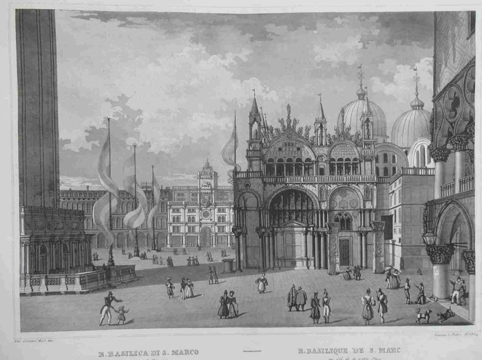 Italien - Venedig; Giuseppe Piazza - R. Basilica di S. Marco verso la Piazzetta - 1821-1850