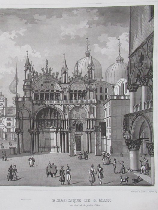 Italien - Venedig; Giuseppe Piazza - R. Basilica di S. Marco verso la Piazzetta - 1821-1850