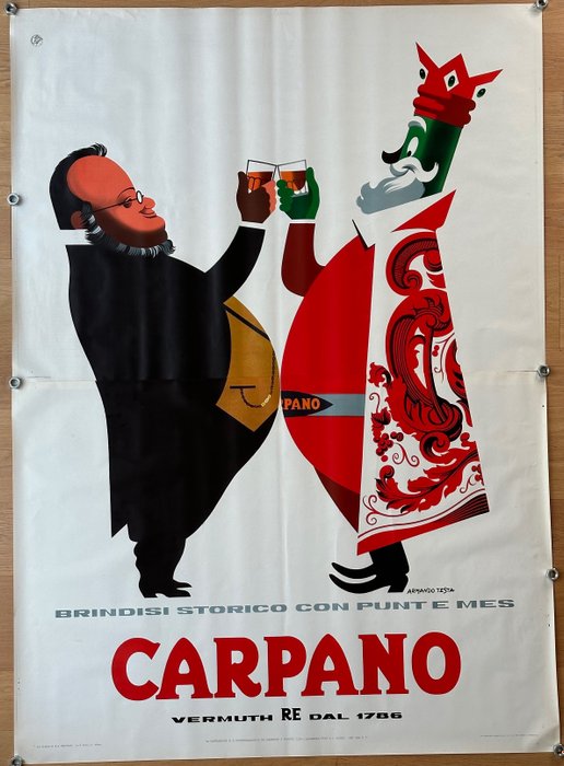 Armando Testa - Armando Testa - poster pubblicitario- carpano brindisi con cavour-armando testa - 1950‹erne