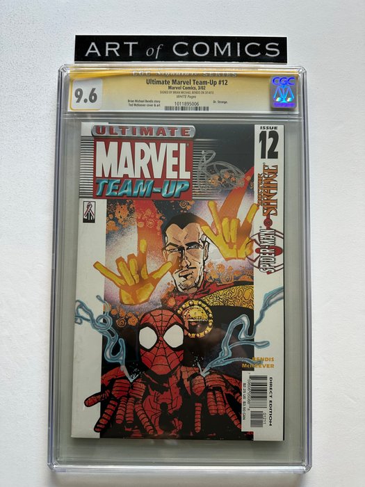 Ultimate Marvel Team-Up #12 - Dr. Strange Appearance - Signed By Brian Michael Bendis! - Signature Series Graded CGC 9.6!!! - Extremely High Grade! - White Pages! - 1 Signed graded comic - Første udgave - 2002