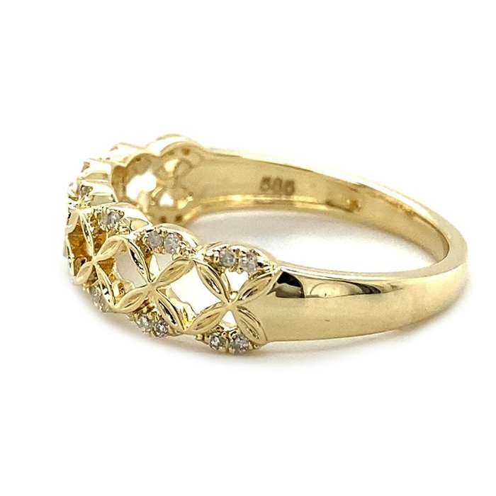 Ingen mindstepris - Ring - 14 karat Gulguld -  011ct tw Diamant (Natur)