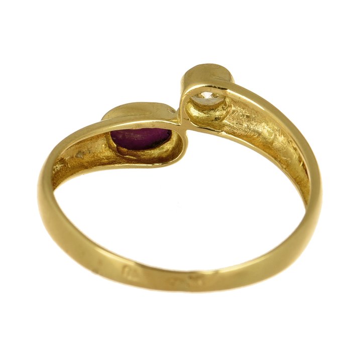 Ring - 18 kraat Gulguld Diamant (Natur)  - Rubin