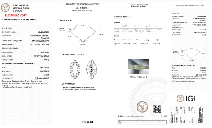 Ingen mindstepris - Ring - 14 karat Hvidguld -  136ct tw Lyserød Diamant (Laboratoriedyrket diamant i fancy farver) - FANCY VIVID BLUE IGI