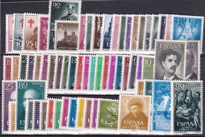 Spanien 1953/1955 - Årgange 1953/1955 komplette bortset fra 1124/1125 - EDIFIL